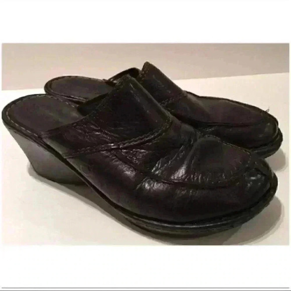Born Wedges Size 9 40.5 M/W black leather mules - Picture 1 of 7